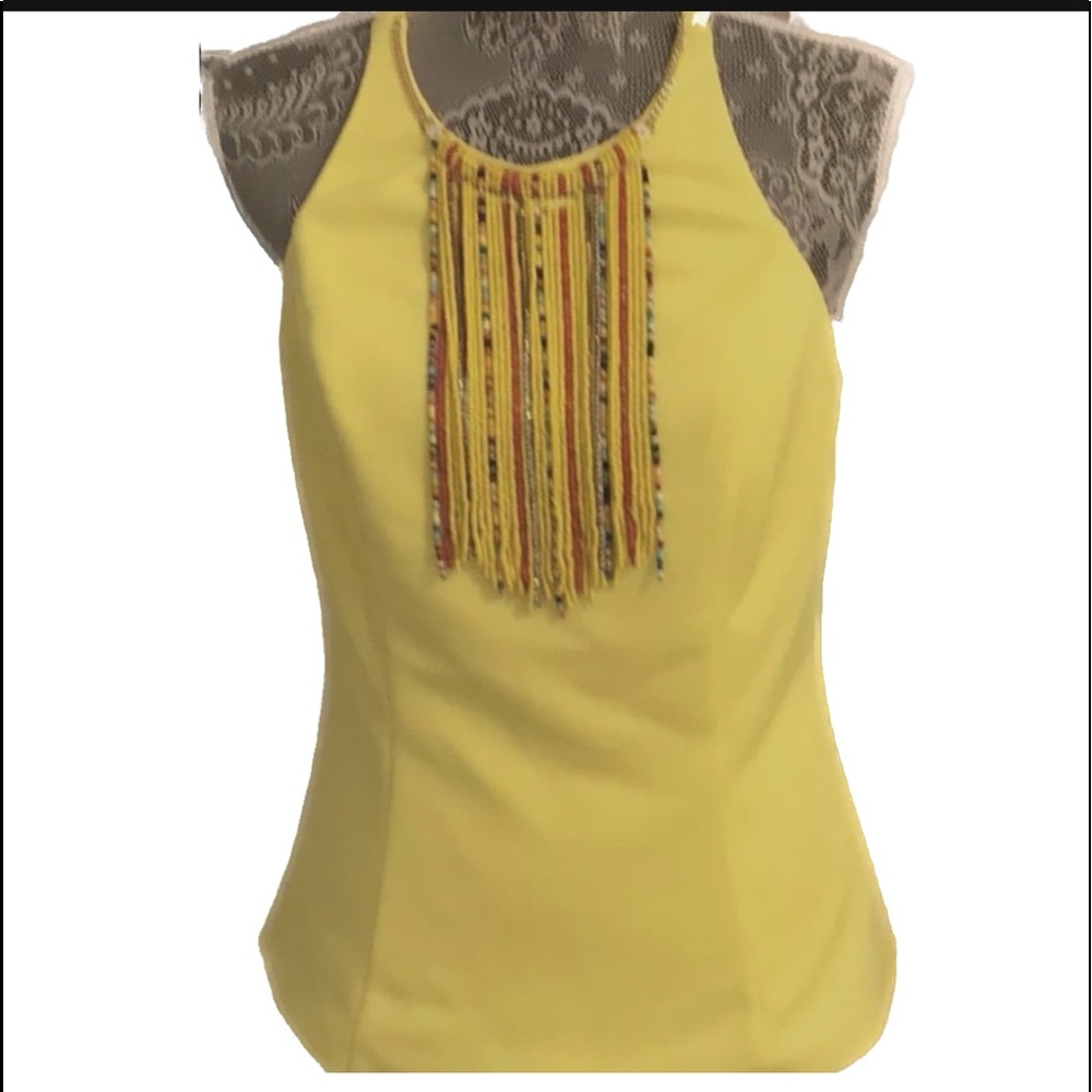 XOXO BOHO/WESTERN yellow top with beads. 4/$25